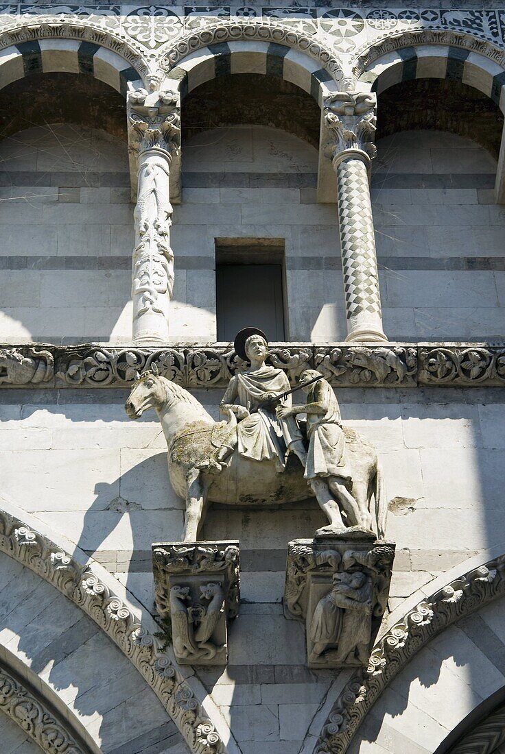 Detail of facade, Church of San Martino, Lucca, Tuscany, Italy, Europe