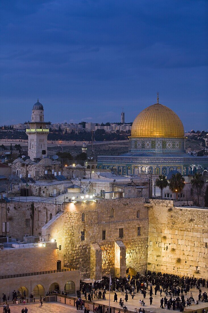 Dome of the Rock and the Western Wall, Jerusalem, Israel, Middle East