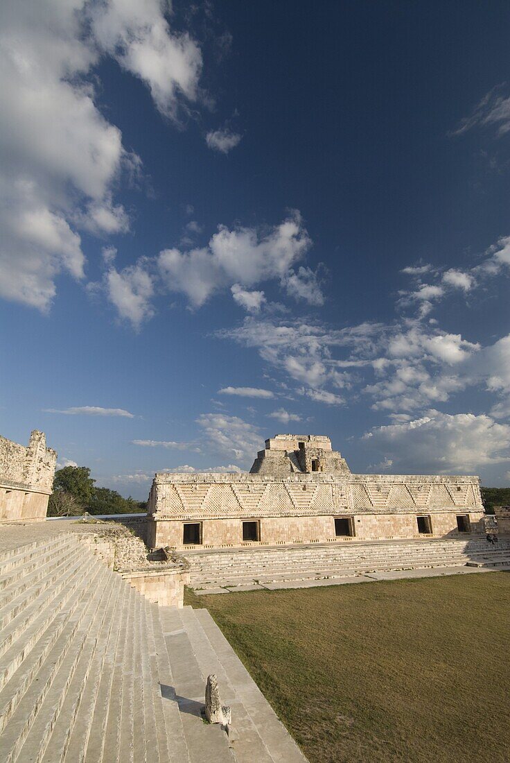 Cuadrangulo de las Monjas (Nuns' Quadrangle) with the northern building on the left and eastern building behind, Uxmal, UNESCO World Heritage Site, Yucatan, Mexico, North America