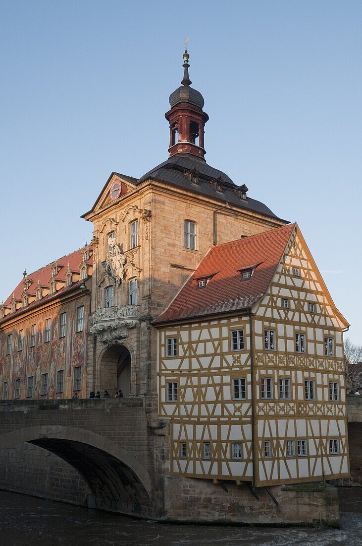 Gothic Old Town Hall (Altes Rathaus) with Renaissance and Baroque sections of facade, Alstadt, Bamberg, Upper Franconia, Bavaria, Germany, Europe