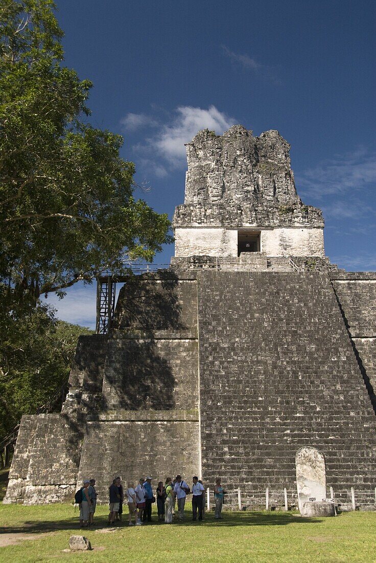 Temple No. 2 (Temple of the Masks), Great Plaza, Tikal, UNESCO World Heritage Site, Tikal National Park, Peten, Guatemala, Central America