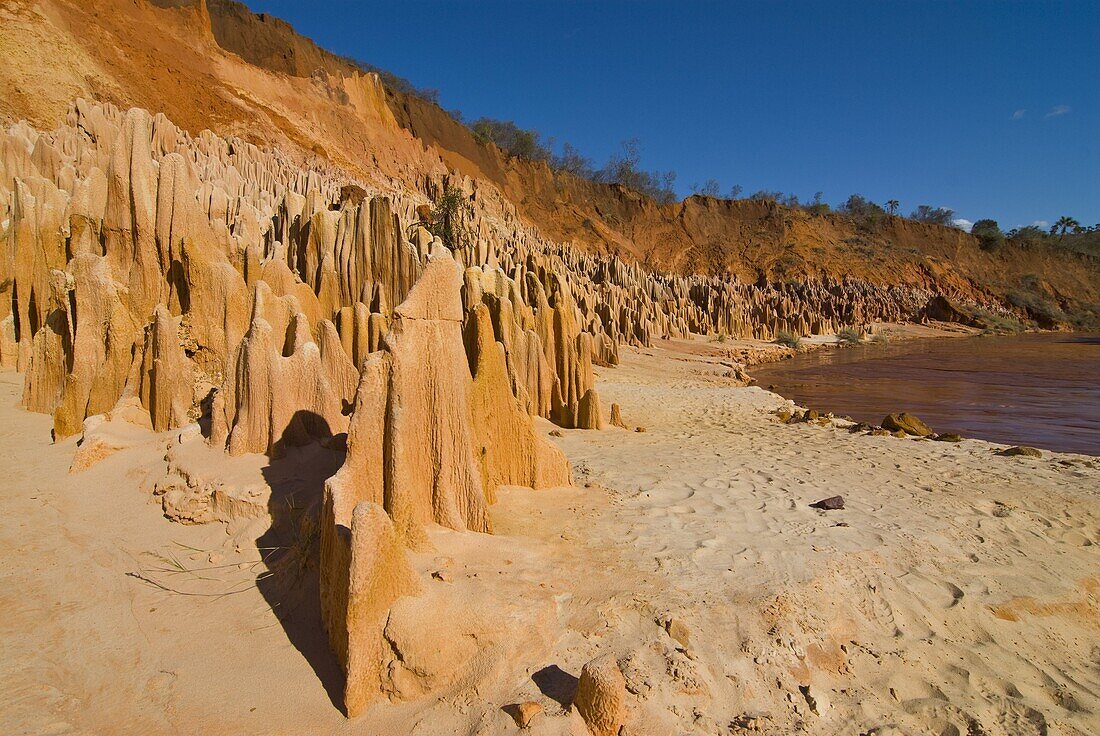 Red Tsingys, strange looking sandstone formations, near Diego Suarez (Antsiranana), Madagascar, Africa