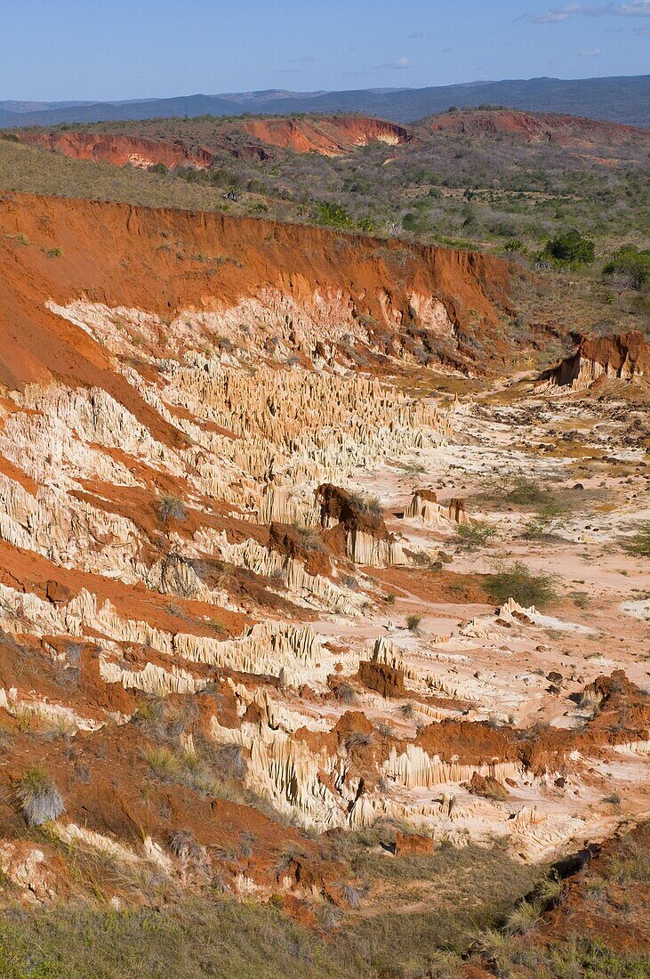 View over the Red Tsingys, sandstone formations, near Diego Suarez (Antsiranana), Madagascar, Africa