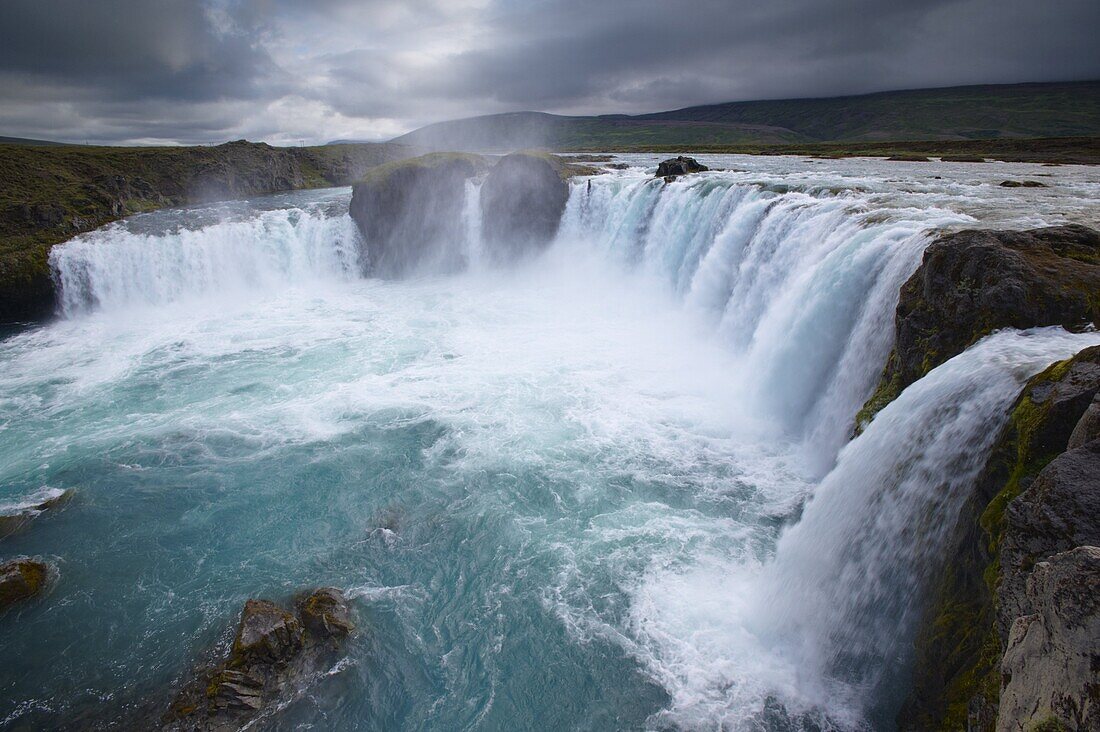 Godafoss waterfall (Fall of the Gods), between Akureyri and Myvatn, in the north (Nordurland), Iceland, Polar Regions