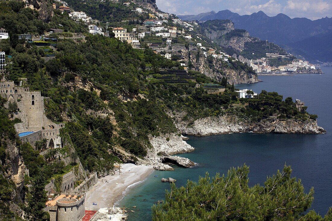 View of the Amalfi Coast around Amalfi, UNESCO World Heritage Site, Campania, Italy, Europe