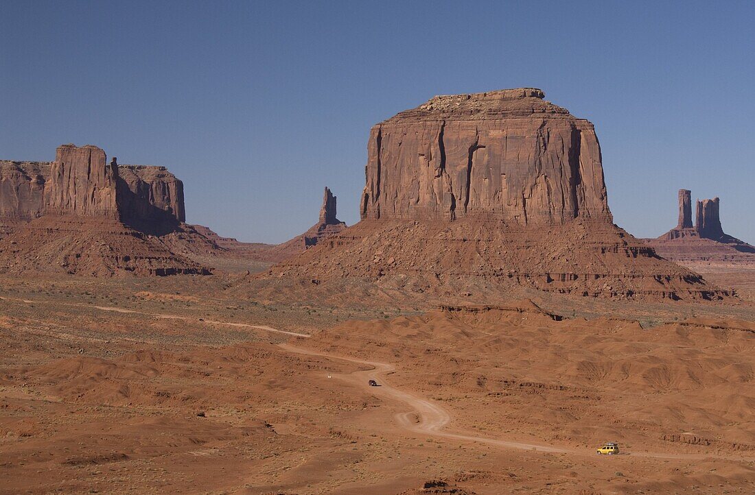 View from John Ford's Point Overlook with Merrick Butte closest right, Monument Valley Navajo Tribal Park, Arizona, United States of America, North America