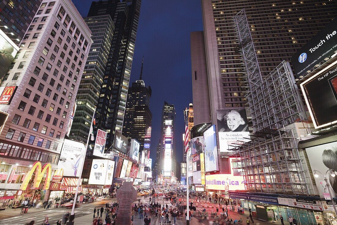 Times Square at dusk, Midtown, Manhattan, New York City, New York, United States of America, North America