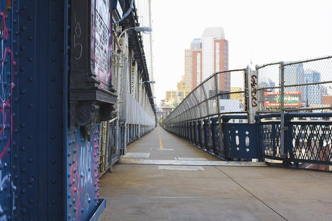 Manhattan Bridge walkway, New York City, New York, United States of America, North America