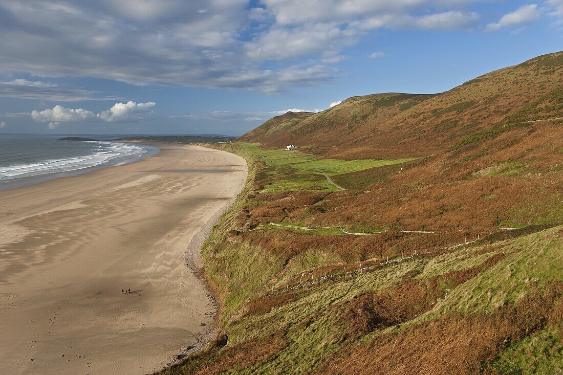 Rhossilli Bay,  Gower Peninsula,  Glamorgan,  Wales,  United Kingdom,  Europe