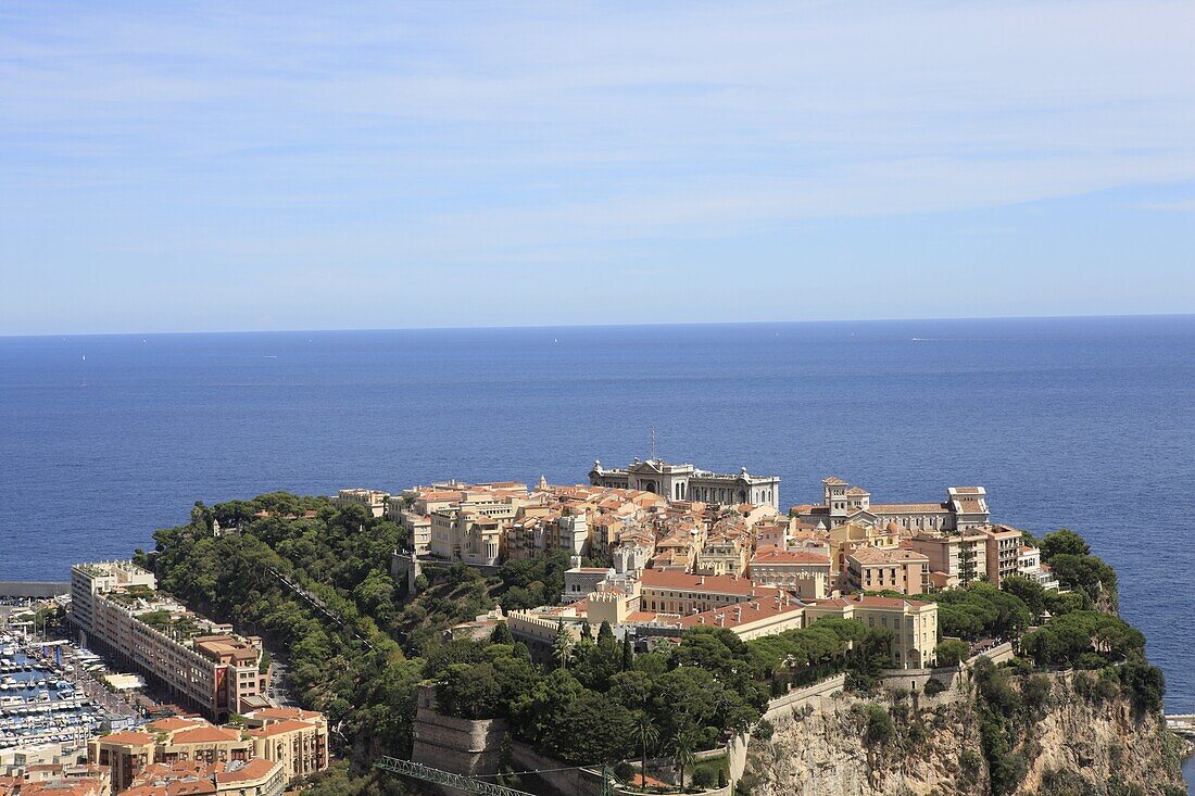 Elevated view over the city,  Monte Carlo,  Monaco,  Cote d'Azur,  Mediterranean,  Europe