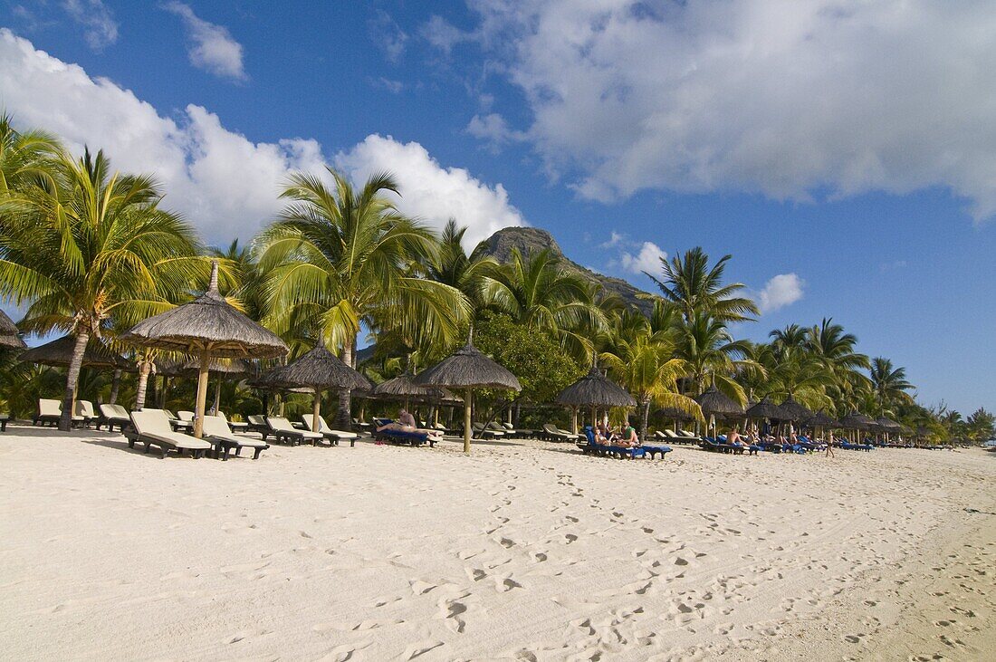 Beautiful beach of Beachcomber Le Paradis five star hotel,  near Mont Brabant,  Mauritius,  Indian Ocean,  Africa