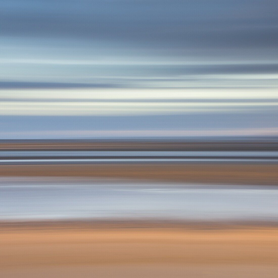 Abstract image of the view from Alnmouth Beach to the North Sea, Alnmouth, Northumberland, England, United Kingdom, Europe