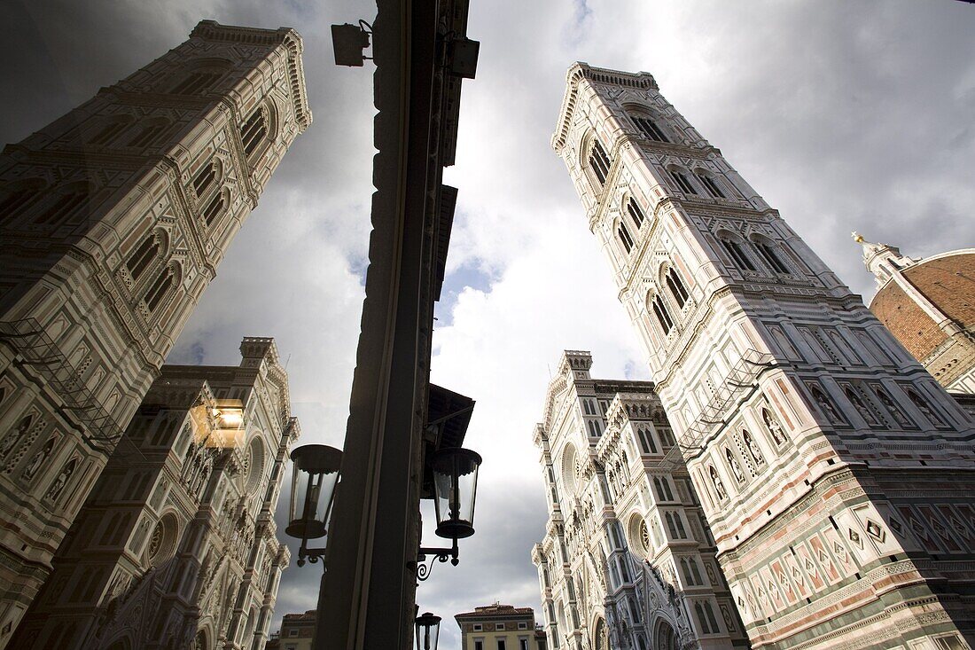 Reflections of the cathedral of Santa Maria del Fiore, Florence, UNESCO World Heritage Site, Tuscany, Italy, Europe