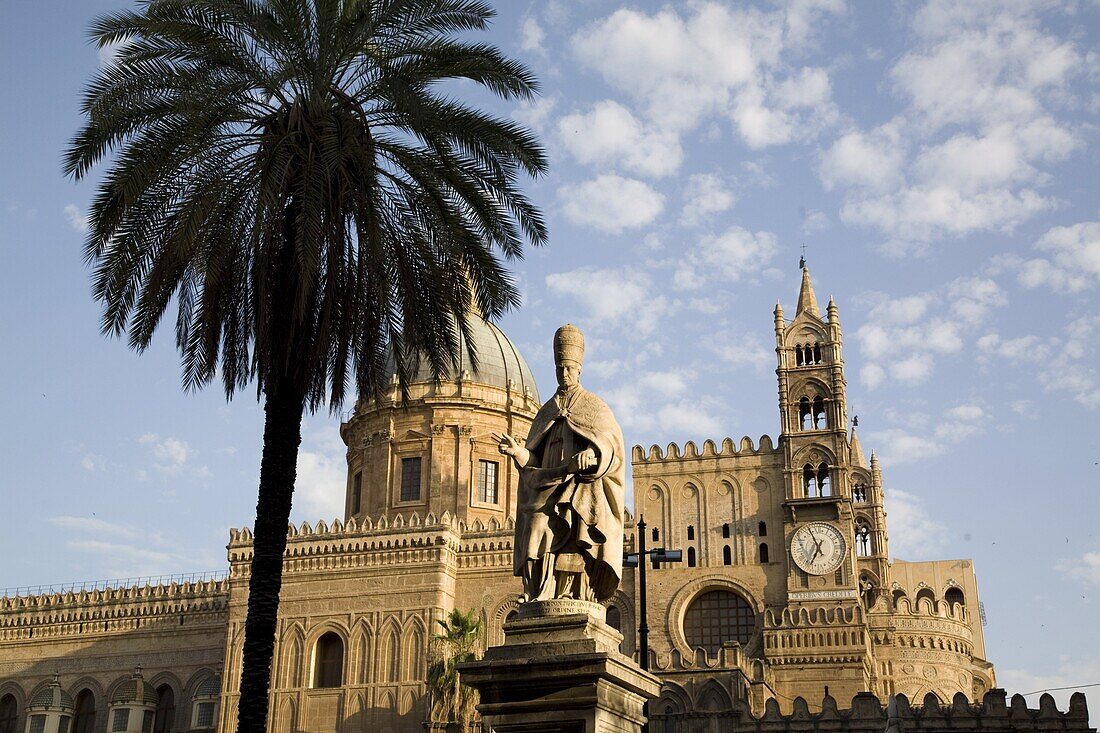 Cathedral clock tower, Palermo, Sicily, Italy, Europe