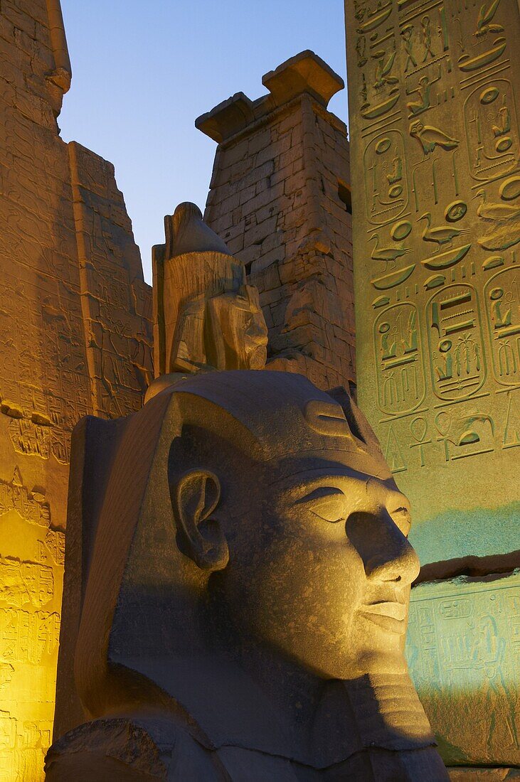 Statue of the pharaoh Ramesses II and Obelisk, Temple of Luxor, Thebes, UNESCO World Heritage Site, Egypt, North Africa, Africa