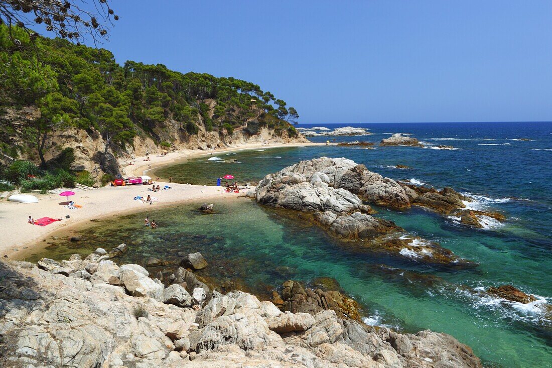 Cala Estreta, Cap Roig, near Calella de Palafrugell, Costa Brava, Catalonia, Spain, Mediterranean, Europe