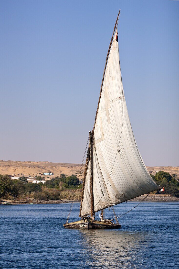 Old felucca laden with rocks on the River Nile near Aswan, Egypt, North Africa, Africa