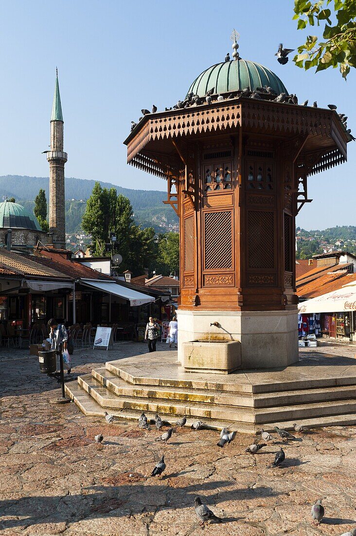 Sebilj fountain in Pigeon Square, Sarajevo, Bosnia and Herzegovina, Europe