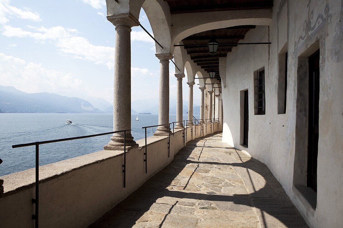 Balcony of the Santa Caterina Monastery and Hermitage, Lake Maggiore, Lombardy, Italian Lakes, Italy, Europe