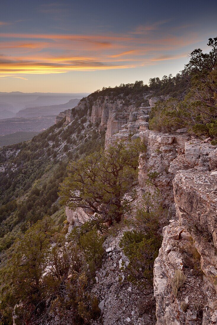 Sunset at Locust Point, North Rim, Grand Canyon National Park, UNESCO World Heritage Site, Arizona, United States of America, North America