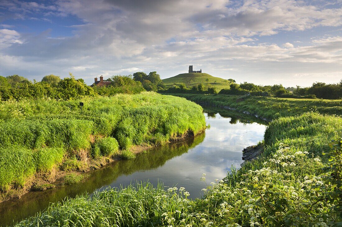 Ruins of St Michael's Church on Burrow Mump, Burrowbridge, Somerset, England, United Kingdom, Europe