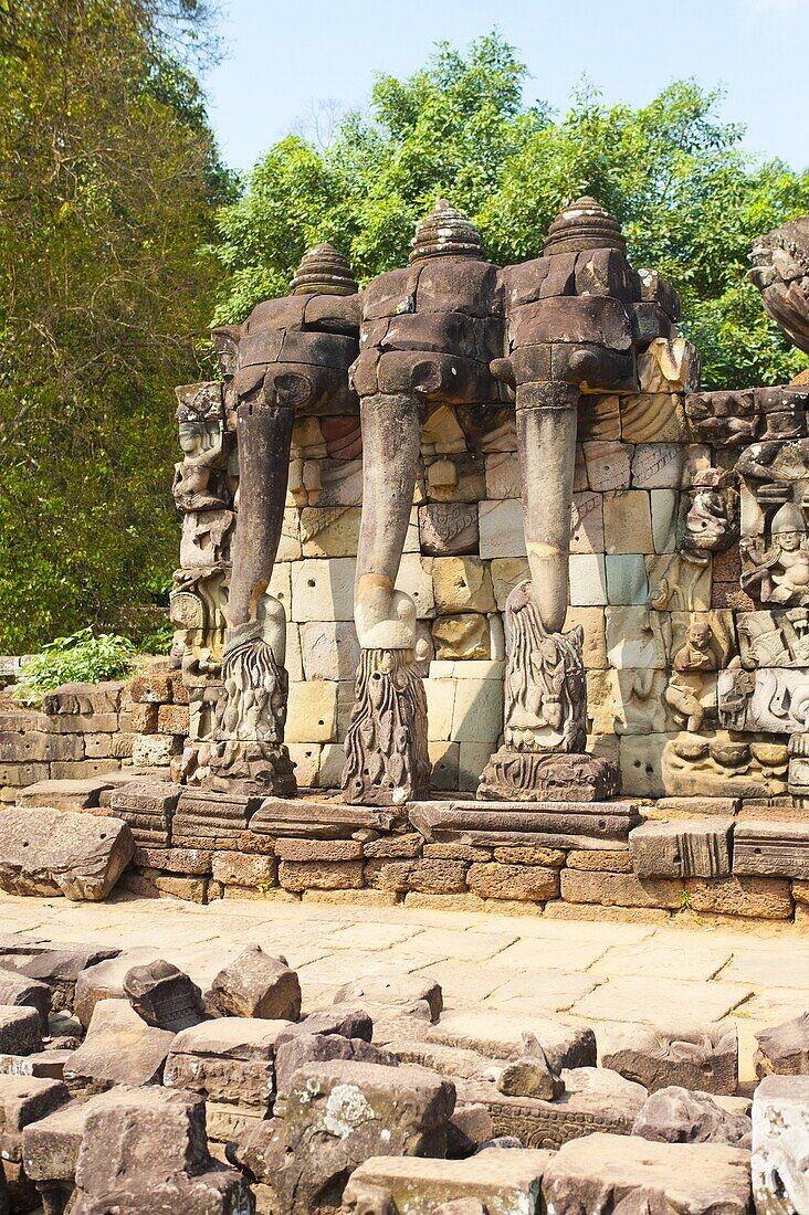 The Terrace of the Elephants, Angkor Thom, UNESCO World Heritage Site, Siem Reap, Cambodia, Indochina, Southeast Asia, Asia