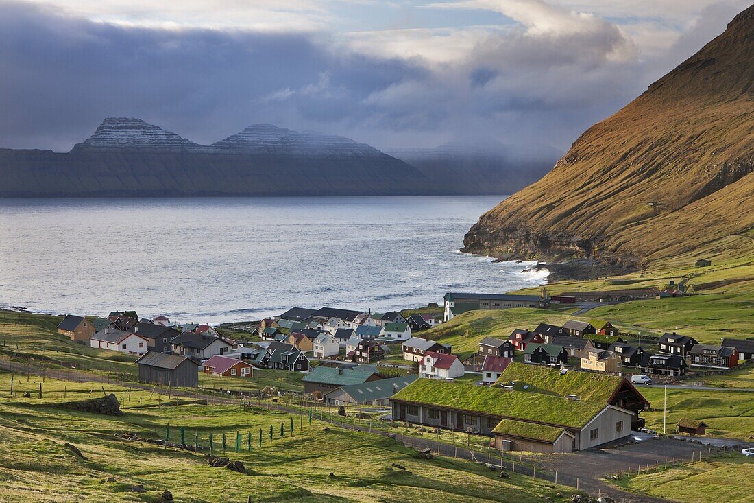 Picturesque village of Gjogv on the island of Eysturoy, Faroe Islands, Denmark, Europe