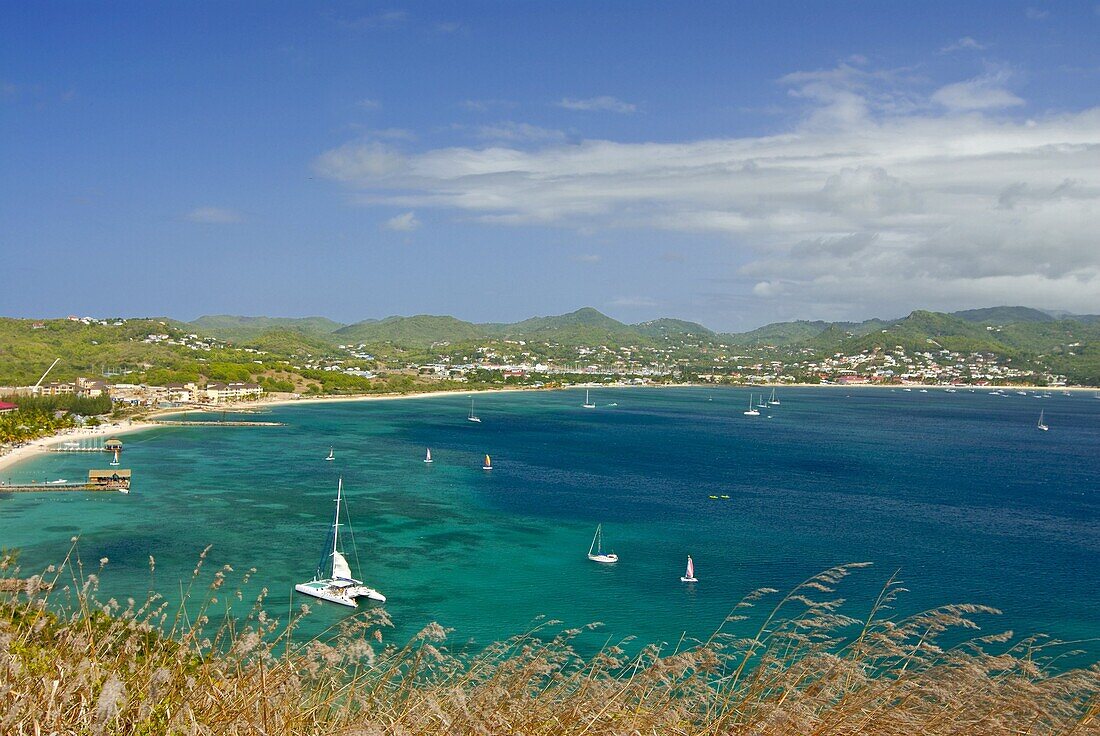 View from Pigeon Point down to Rodney Bay, St. Lucia, Windward Islands, West Indies, Caribbean, Central America