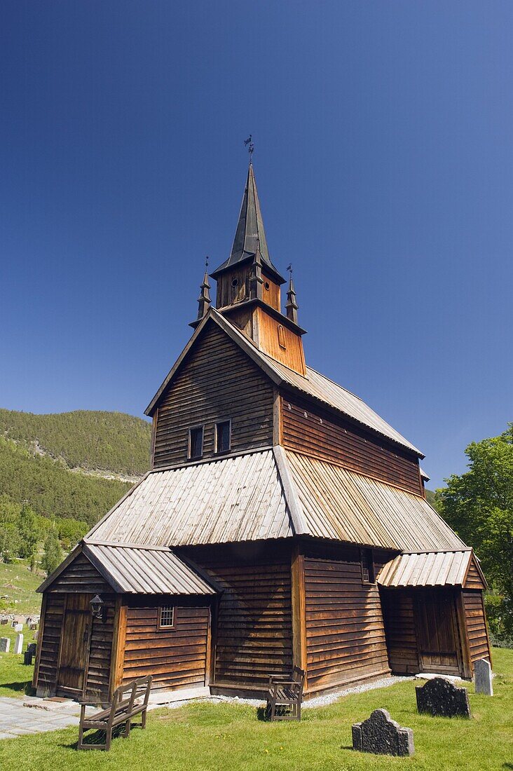 Stave church dating from 1184 at Kaupanger, Western Norway, Norway, Scandinavia, Europe