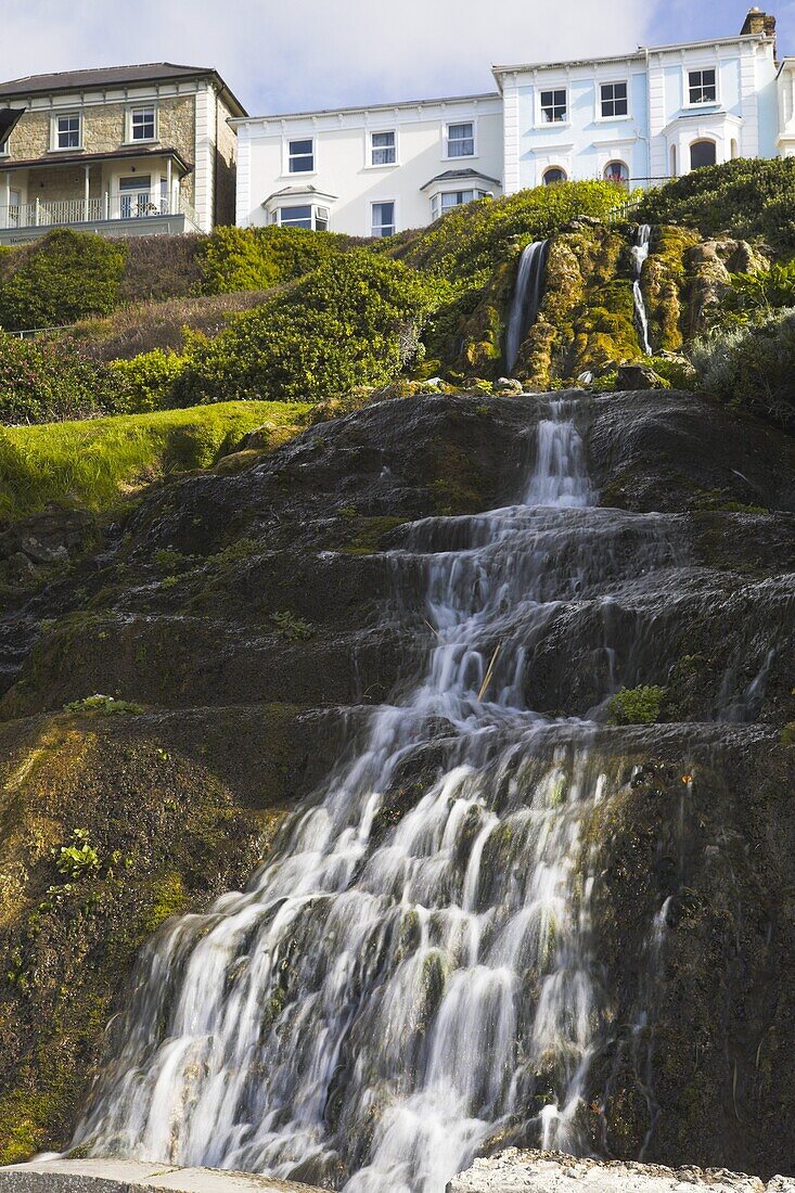 Waterfall in Ventnor Botanical Gardens, Ventnor, Isle of Wight, England, United Kingdom, Europe