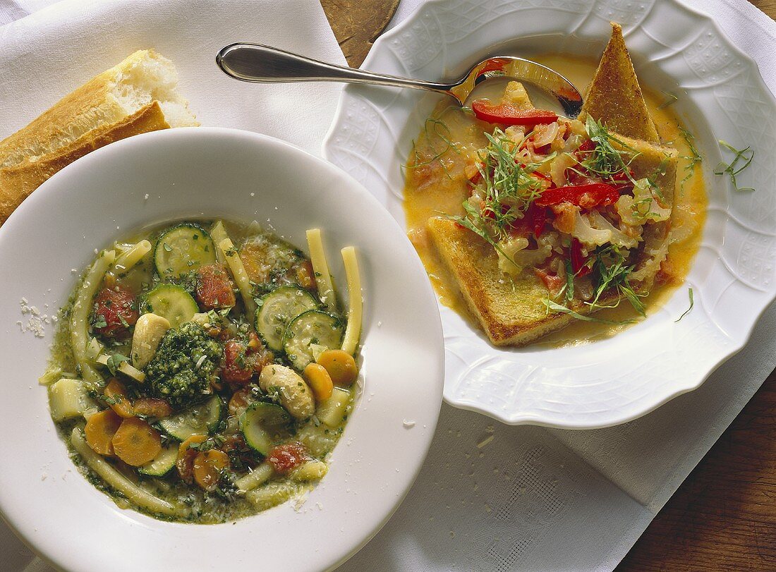 Acquacotta & minestrone (two vegetable soups, Italy)