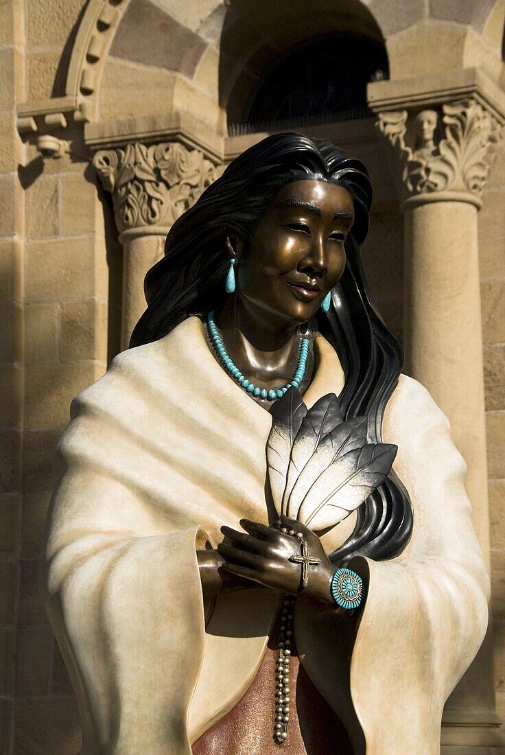 Statue of Kateri Tekakwitha, the Cathedral Basilica of St. Francis of Assisi, Santa Fe, New Mexico, United States of America, North America