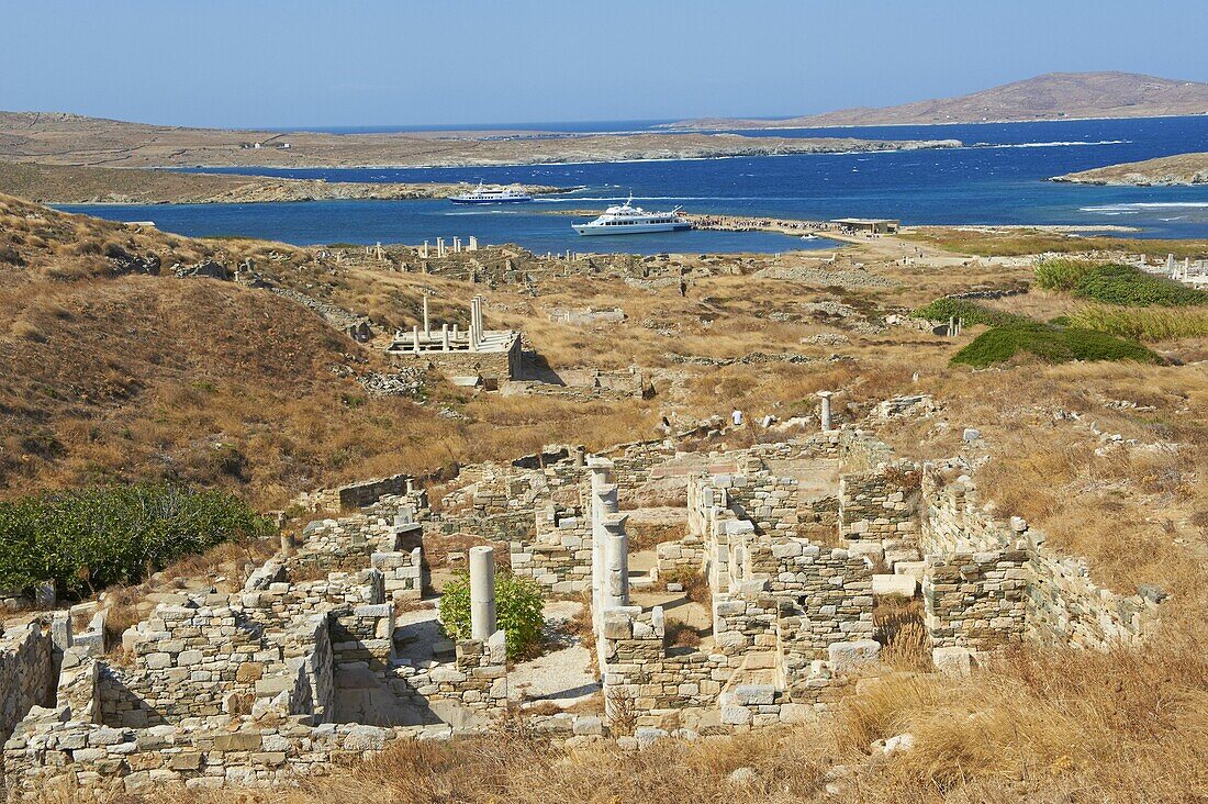 Archaeological site, Delos, UNESCO World Heritage Site, Cyclades Islands, Greek Islands, Aegean Sea, Greece, Europe