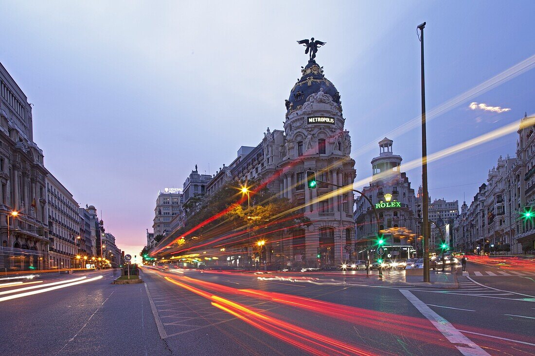 Gran Via and Calle de Alcala, Madrid, Spain, Europe