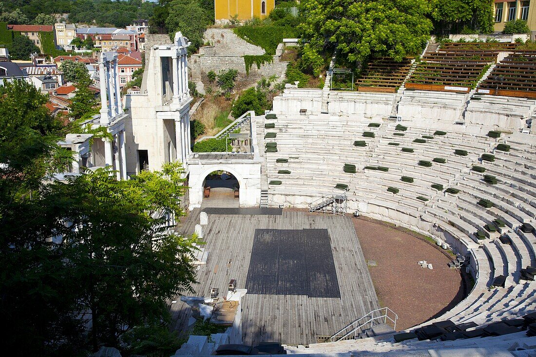 Bulgaria, Plovdiv, Roman Marble Amphitheatre built in the 2nd Century.