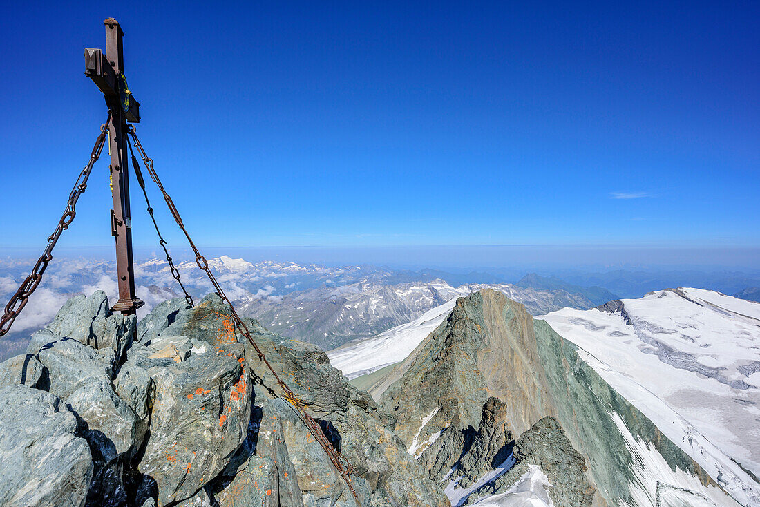 Cross at summit of Grossglockner, Grossglockner, High Tauern, East Tyrol, Austria