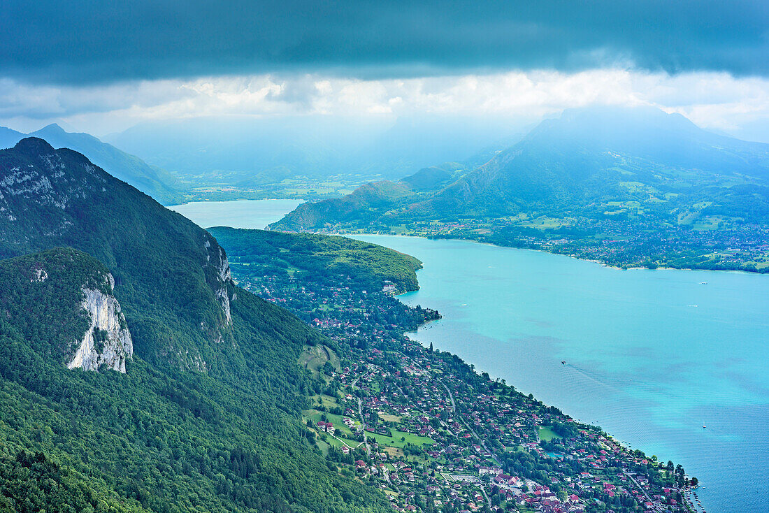 View to Lac d'Annecy, from Mont Veyrier, Haute-Savoie, France