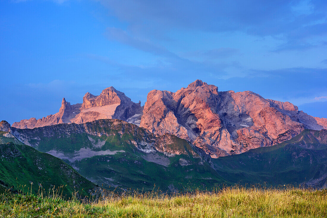 Drei Türme und Drusenfluh, vom Kreuzjoch, Rätikon, Vorarlberg, Österreich