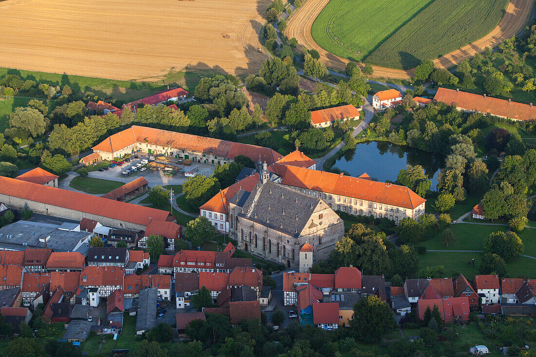 aerial of Lamspringe monastery near Hildesheim, Lower Saxony, Germany
