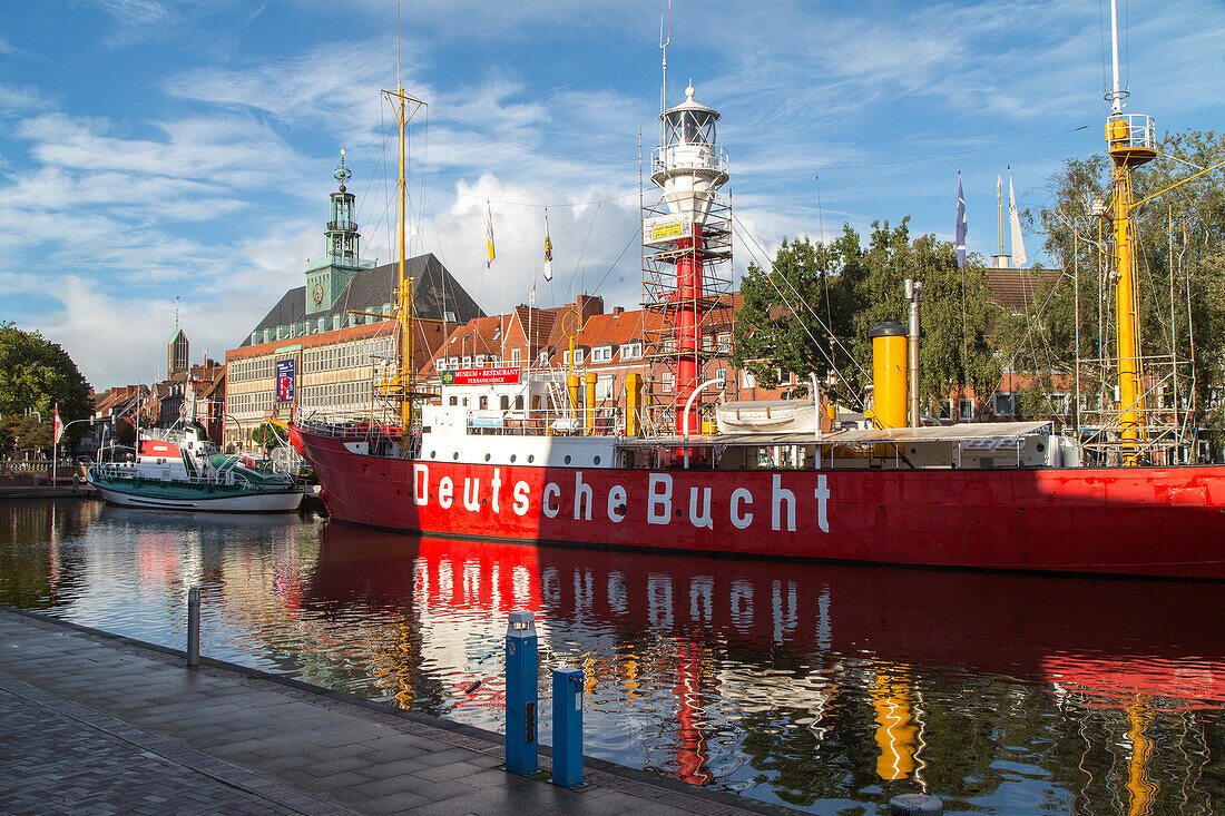 Emden, Museums-Feuerschiff, Deutsche Bucht, Emden, Historisches Rathaus, Niedersachsen, Deutschland