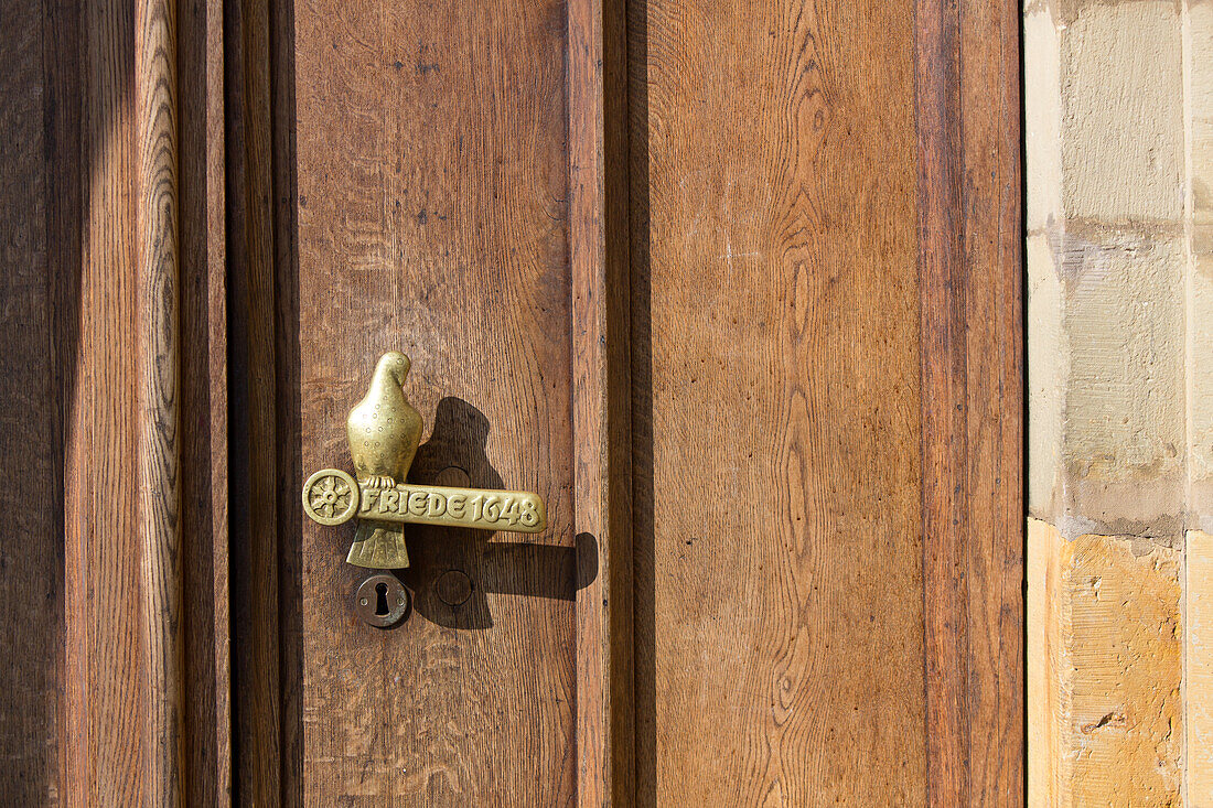 door handle, The Town Hall, Peace of Westphalia, Market Square, Old Town, Osnabrueck, Lower Saxony, northern Germany