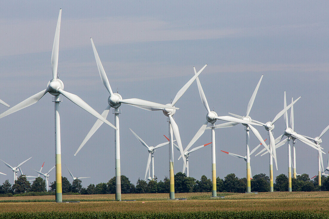 wind farm, agricultural landscape, Cuxhaven, Lower Saxony, Germany