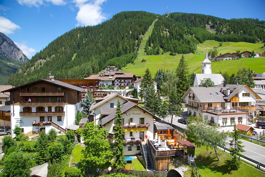 View of Corvara, Badia Valley, Bolzano Province, Trentino-Alto Adige/South Tyrol, Italian Dolomites, Italy, Europe