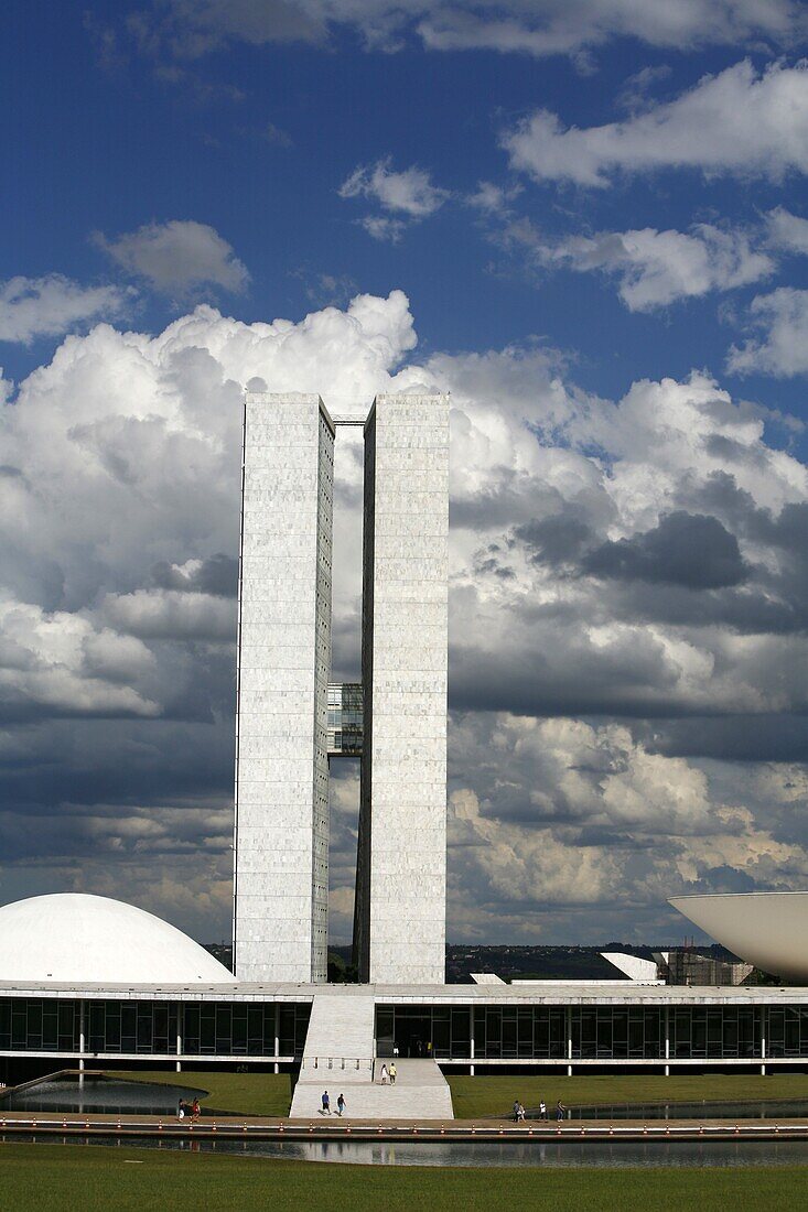 Congresso Nacional (National Congress) designed by Oscar Niemeyer, Brasilia, UNESCO World Heritage Site, Brazil, South America