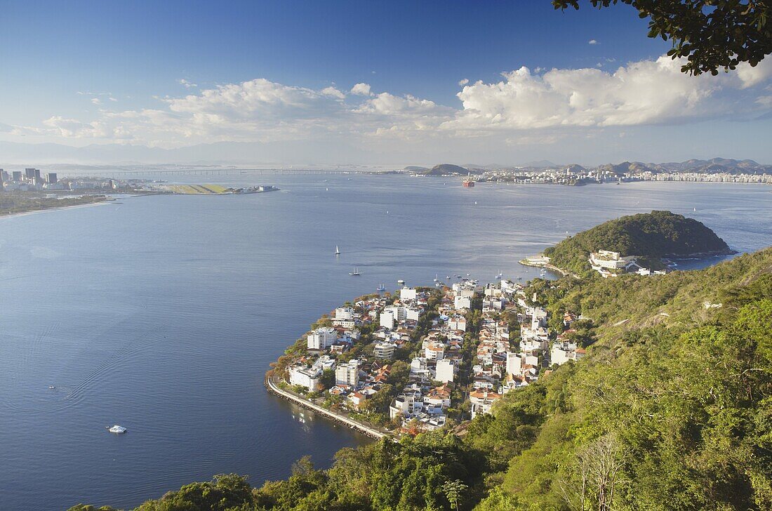 View of Urca with Niteroi in the background, Rio de Janeiro, Brazil, South America