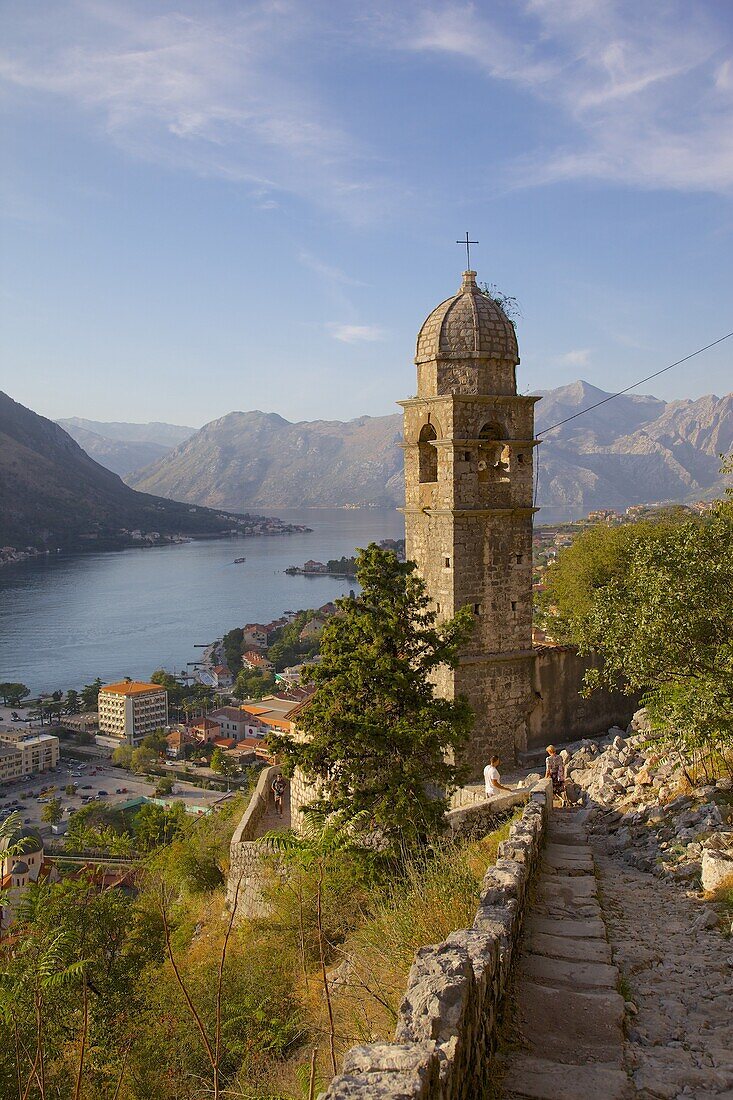 Chapel of Our Lady of Salvation and view over Old Town, Kotor, UNESCO World Heritage Site, Montenegro, Europe