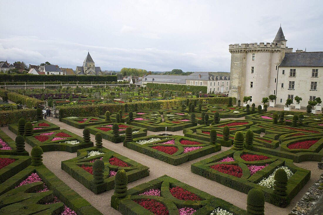 Gardens, Chateau de Villandry, UNESCO World Heritage Site, Indre-et-Loire, Touraine, Loire Valley, France, Europe