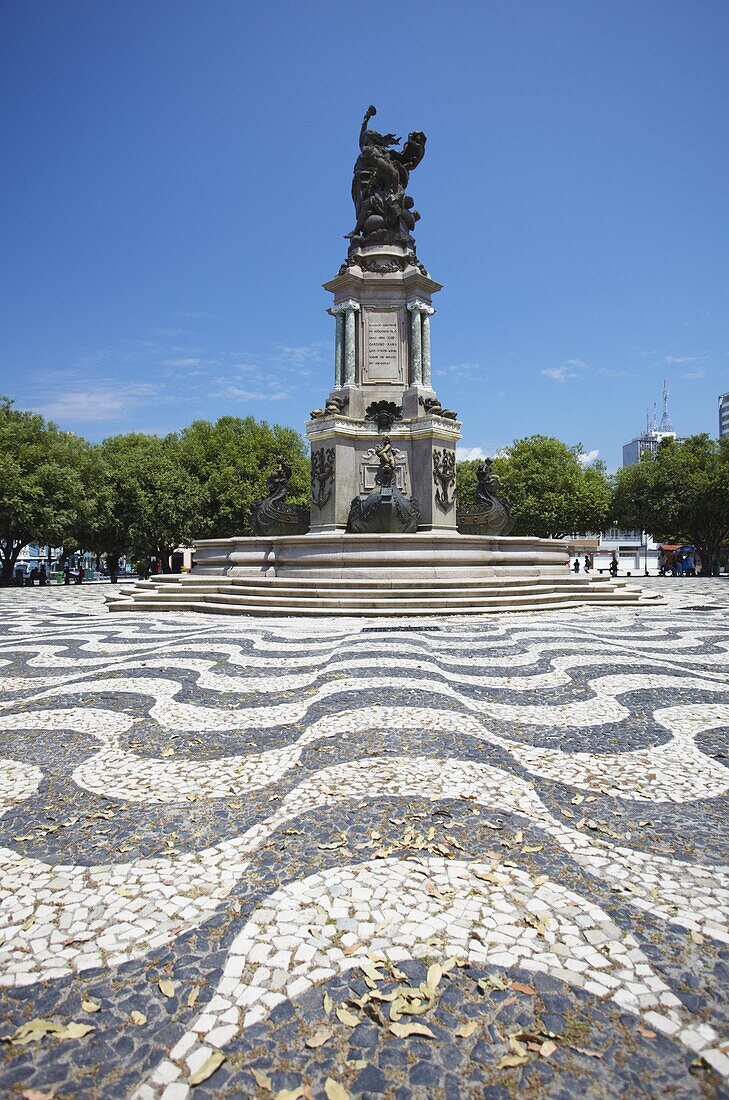 Monument in Praca Sao Sebastiao (St. Sebastian Square), Manaus, Amazonas, Brazil, South America