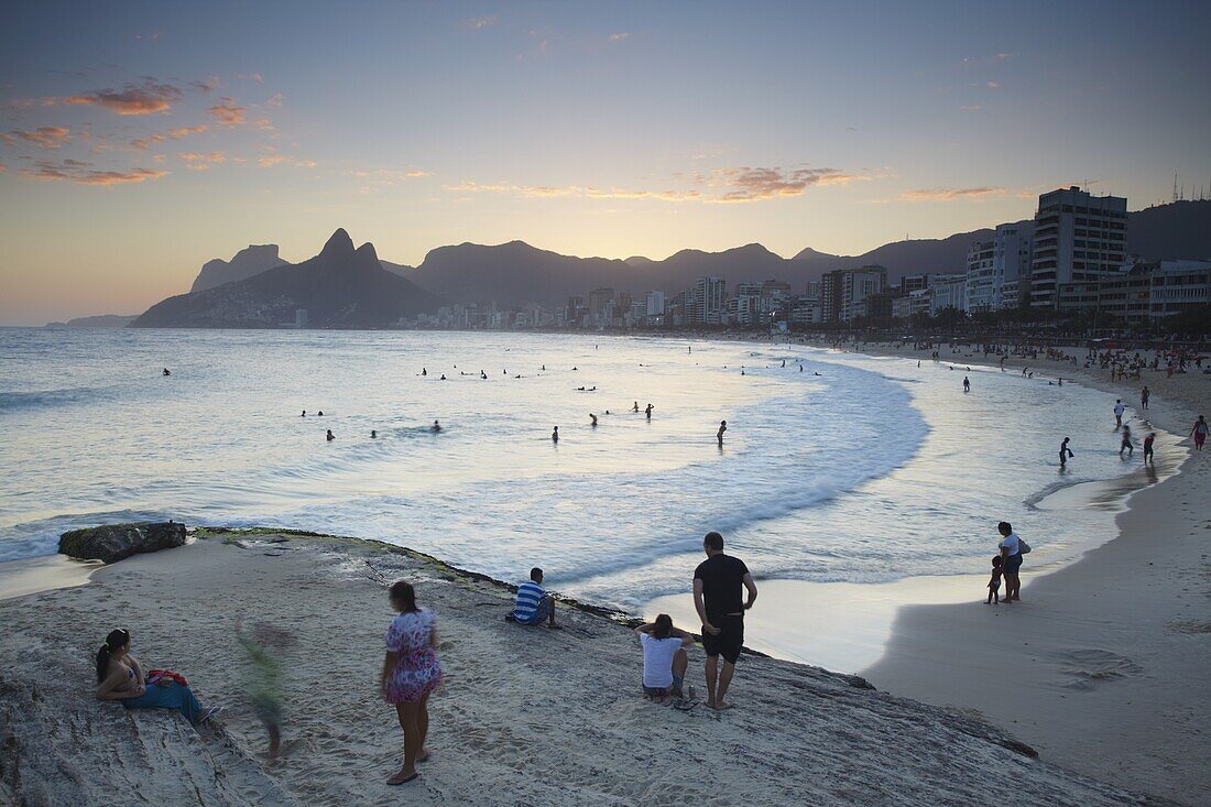 Ipanema beach at sunset, Rio de Janeiro, Brazil, South America