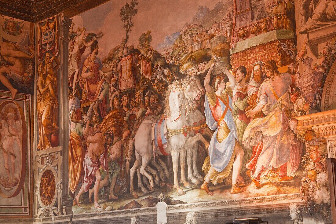 A beautiful mural in Palazzo Vecchio, UNESCO World Heritage Site, Florence, Tuscany, Italy, Europe